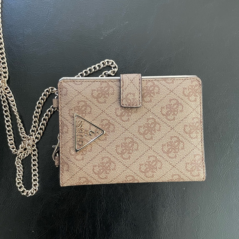 Guess Tan Monogram Crossbody Bag